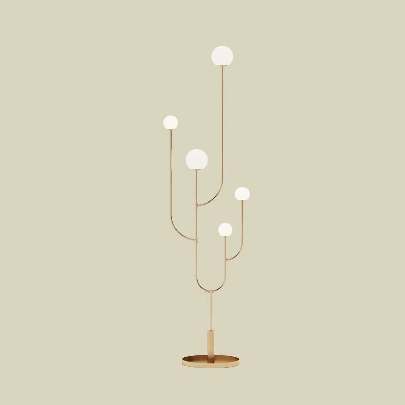 Valentina Unique Cactus Metal and Glass Globe Floor Lamp, White
