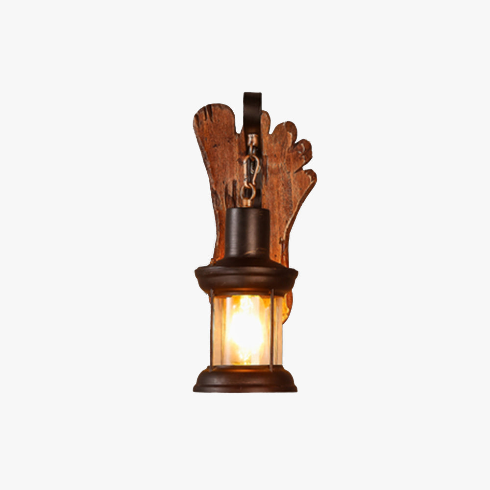 Austin Wall Lamp Foot Shape Vintage, Wood/Metal, Dining Room