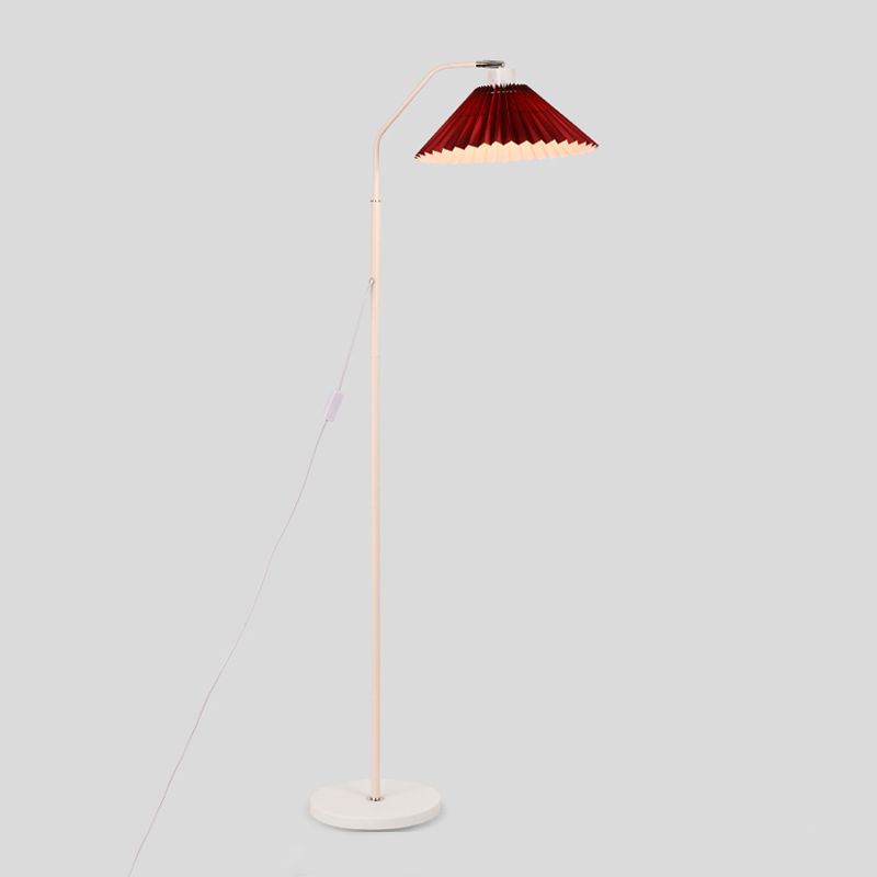 Ozawa Modern Pleated Metal Fabric Floor Lamp,White/Red/Beige/Green