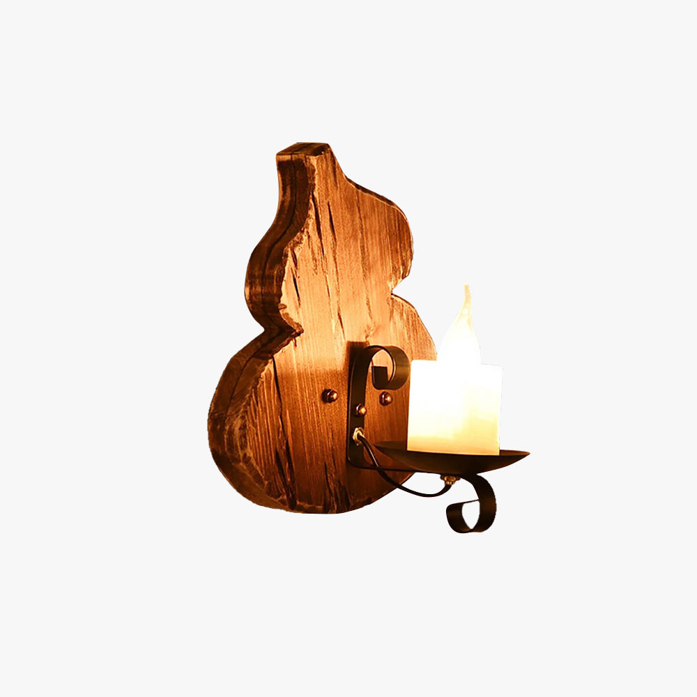 Austin Cucurbits Candle Wall Lamp, Wood & Metal
