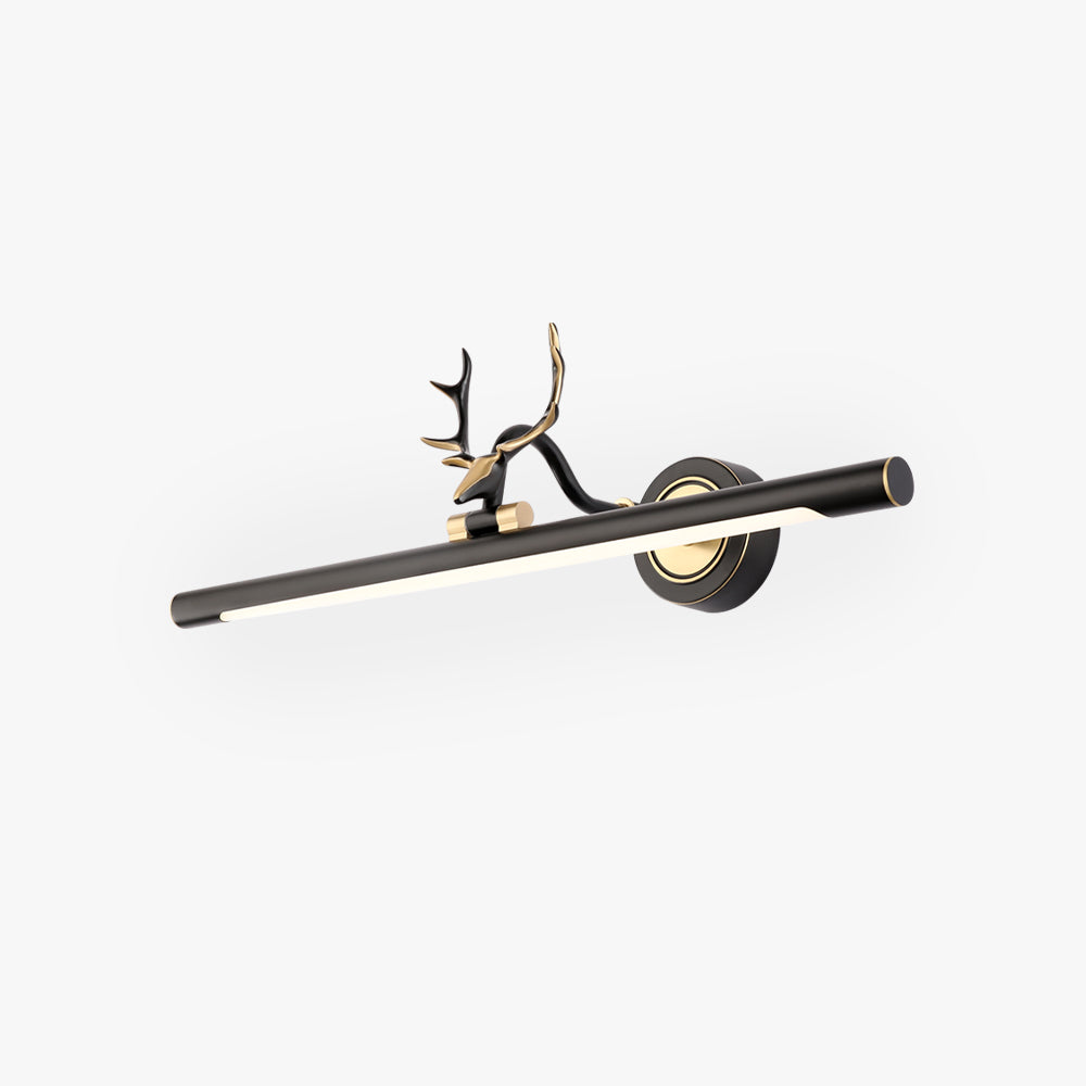 Leigh Decorative Deer Mirror Front Vanity Wall Lamp, Black/Gold