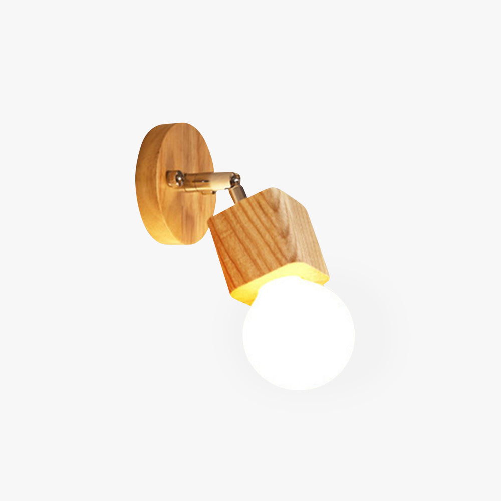 Ozawa Modern Square Globe Metal/Wood Wall Lamp, Vanity Light