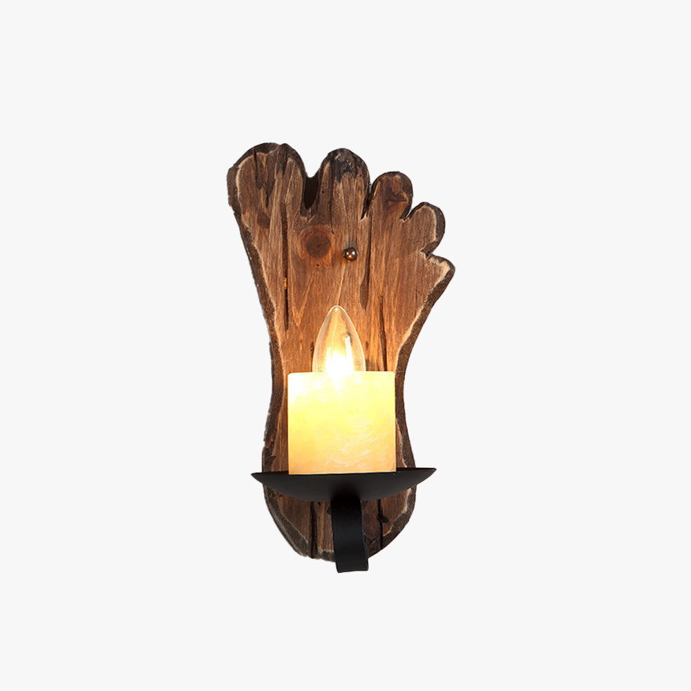 Austin Wall Lamp Foot Shape Vintage, Wood/Metal, Bedroom