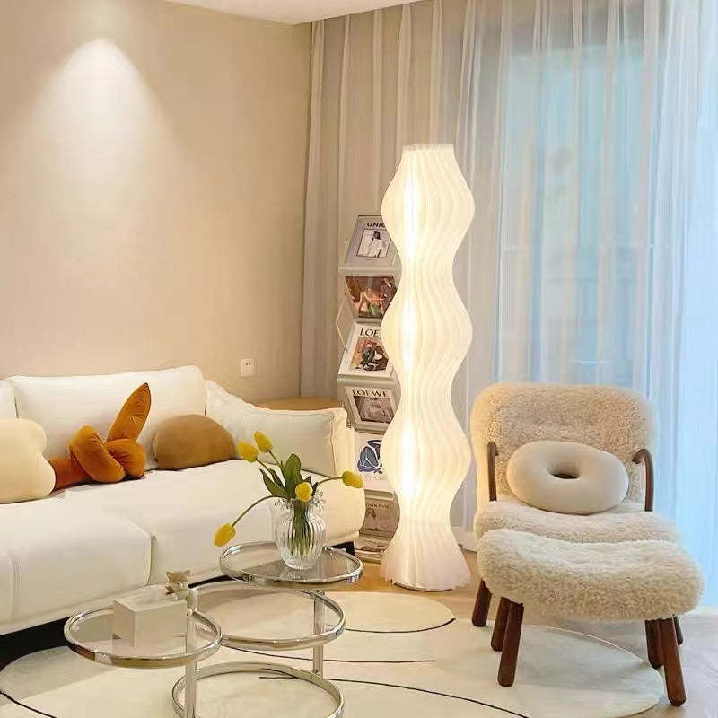 Salgado Artistic Pleated Acrylic Floor Lamp, White