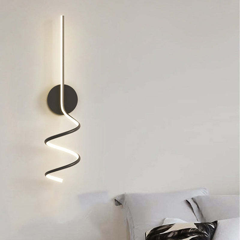 Louise Modern LED Art Interior Wall Light Spiral, Black & White