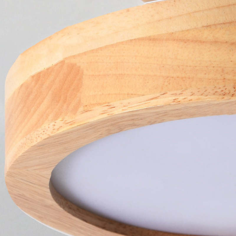 Quinn Round LED Flush Mount Ceiling Light Modern Wood/Acrylic