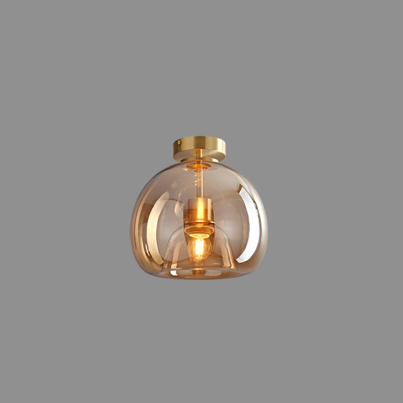 Sanna Modern Dome Glass Semi-Flush Mount Ceiling Light/Pendant Light, Gold/Black