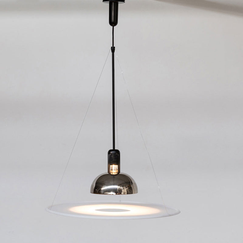 Levi Modern Minimalist Nordic Bell Metal/Acrylic Pendant Light, Chrome/Black