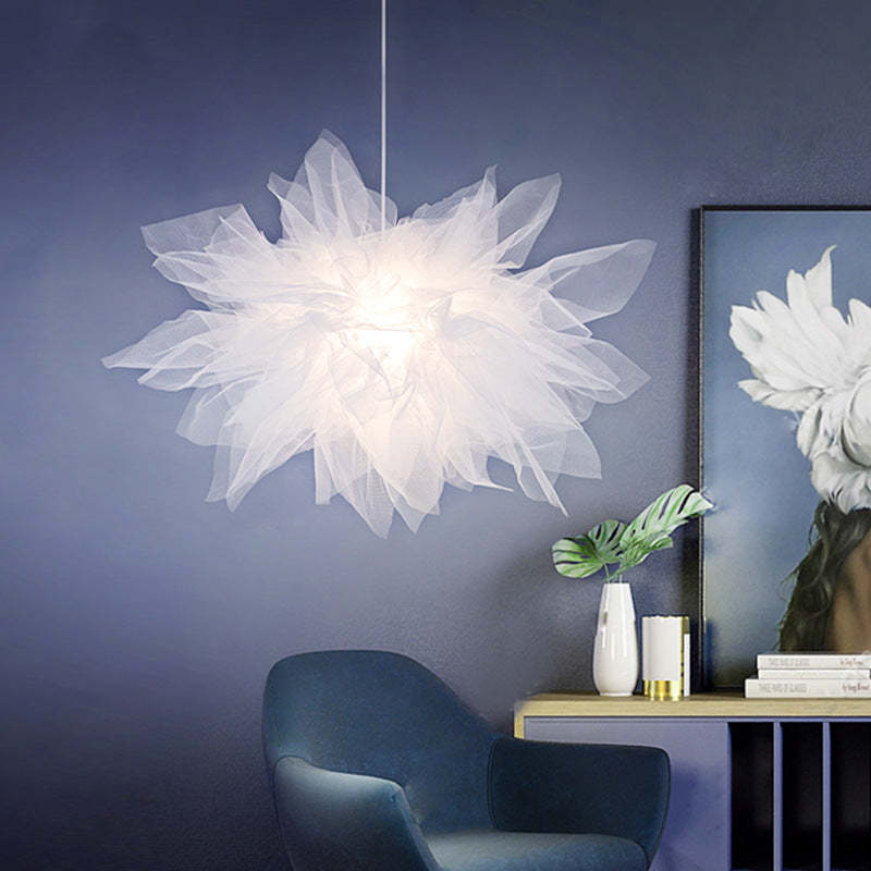 Bella Modern Flower Fabric Pendant Light, Bedroom, White