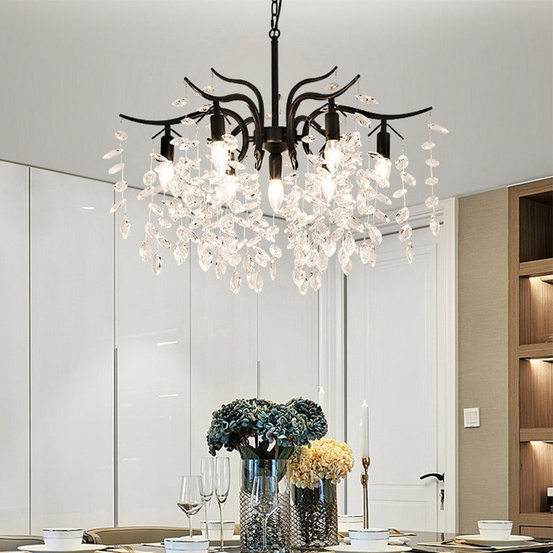 Marilyn Modern Crystal Metal Luxury Chandelier Black Gold Living Room