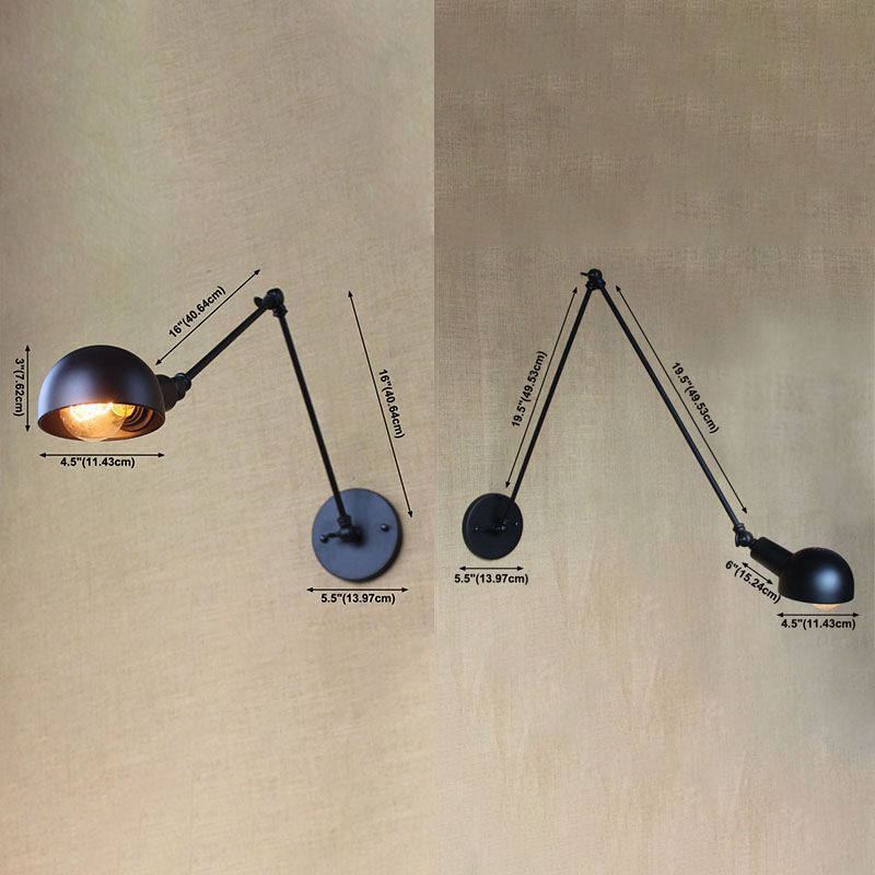 Brady Minimalist Adjustable Wall Lamp, Metal, Black, Bedroom