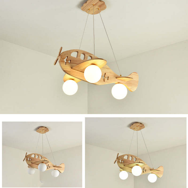 Minori Vintage Airplane Shape Pendant Light, Wood