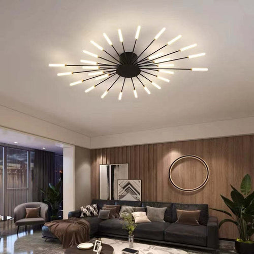 Modern Flush-Mount Ceiling Light Fireworks Gold Living Room | Las Sola