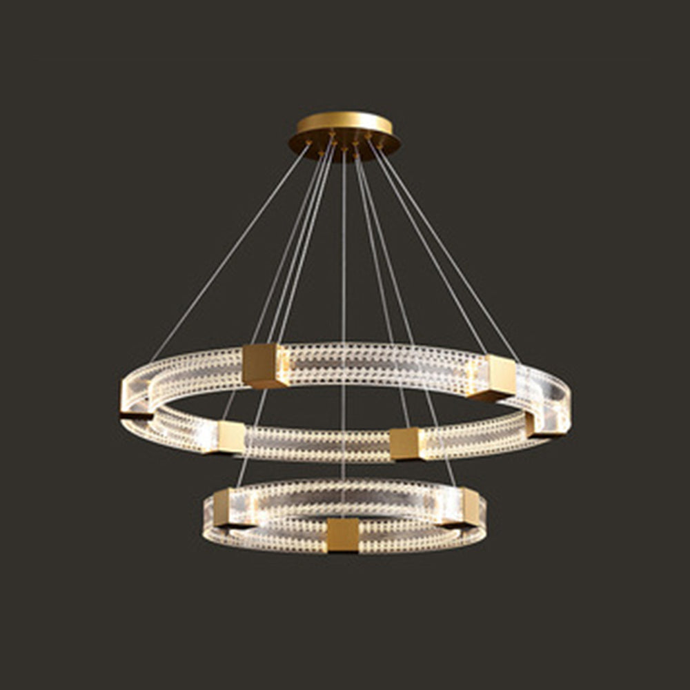 Evette Modern Round/Oval Acrylic/Metal Pendant Light, Gold