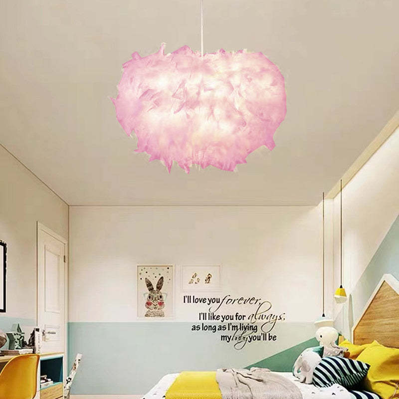 O'Moore Nordic Art Deco Feather Pendant Light, White/Pink