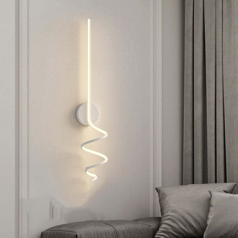 Louise Modern LED Art Interior Wall Light Spiral, Black & White