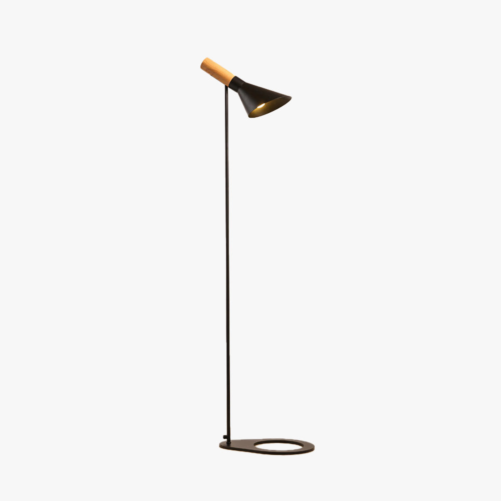 Carins Modern Minimalist Metal/Wood Floor Lamp, Black/White