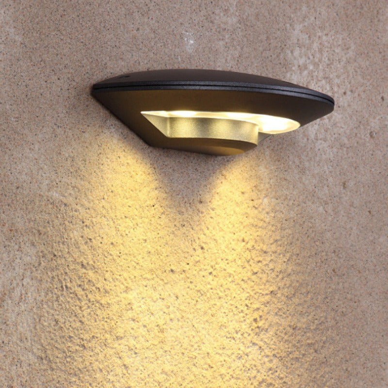 Orr Wall Lamp Flying Saucer, Metal LED, Black, Outdoor