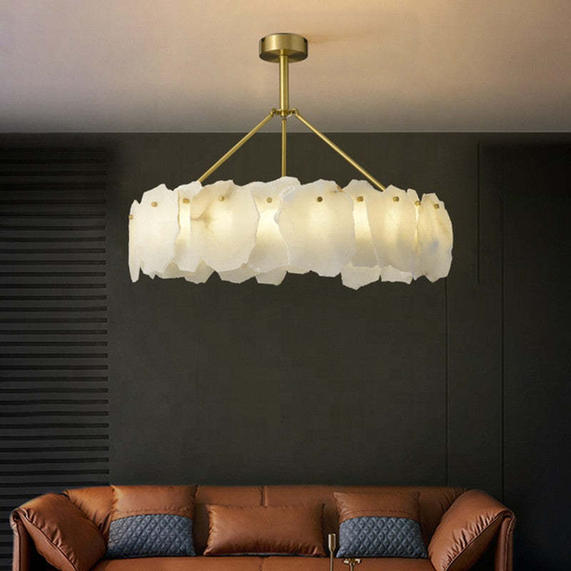 Marilyn Modern Marble Gold Round Pendant Light, Living Room