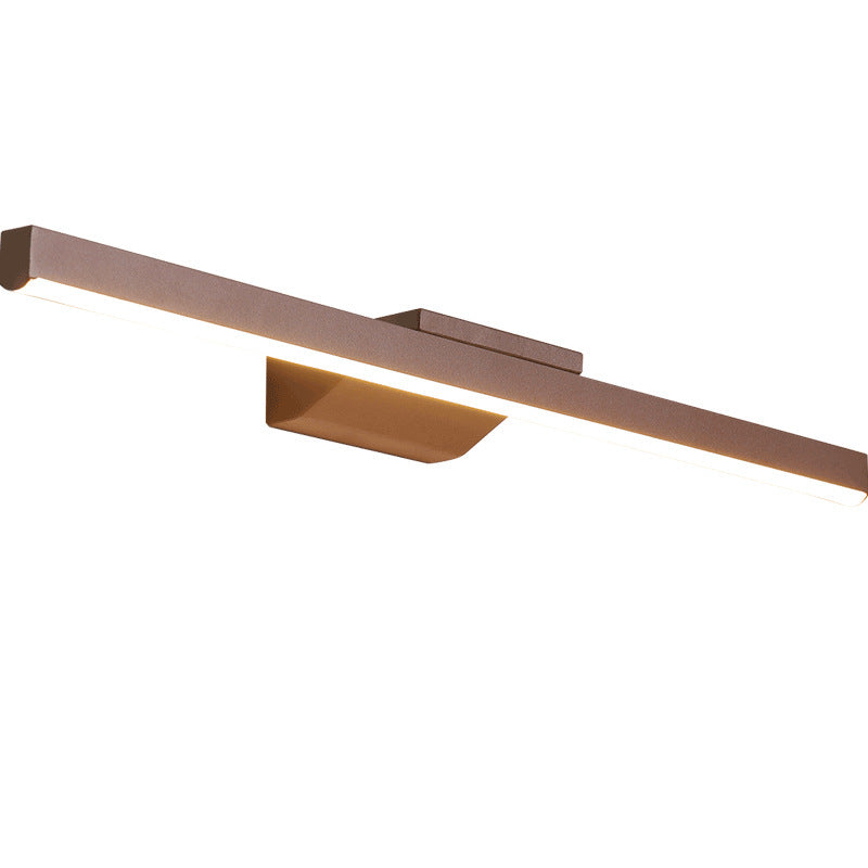 Leigh Modern Linear Metal Wall Lamp Mirror Front, Coffee