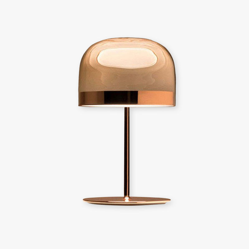 Hailie Minimalist Mushroom Glass/Metal Table Lamp, Black/Rose Gold