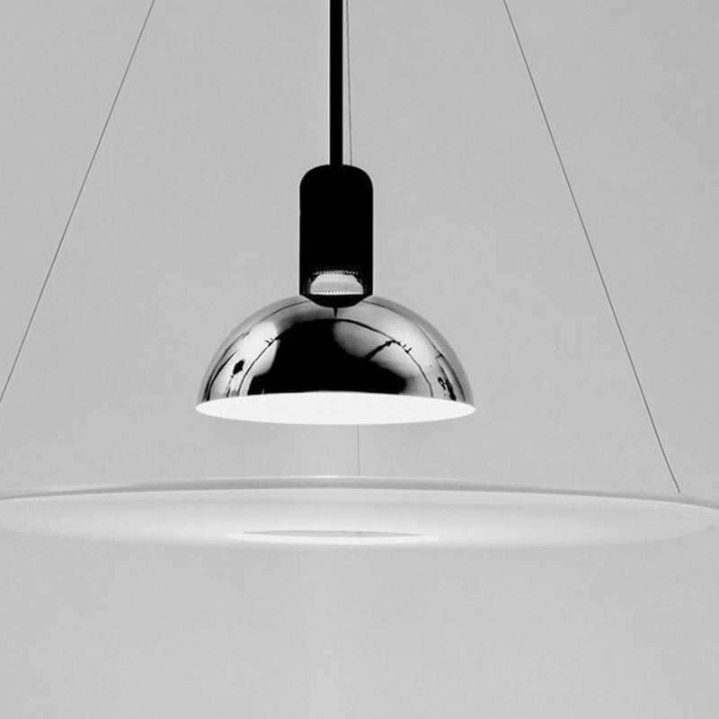 Levi Modern Minimalist Nordic Bell Metal/Acrylic Pendant Light, Chrome/Black