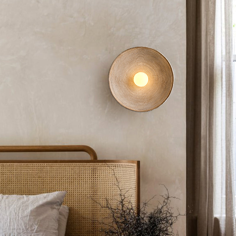 Elif Modern Round Indoor Wall Lamp Wood/White/Green Bedroom Living Room