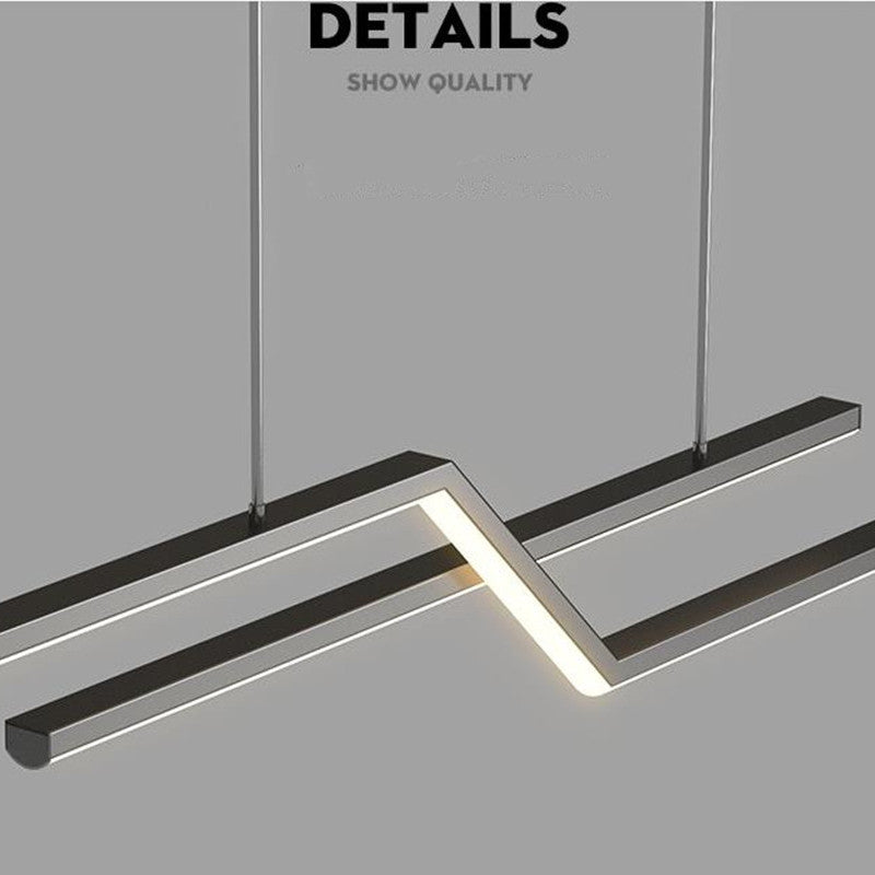 Louise Parallel Fold Linear Pendant Light, Black/Gold, Living Room