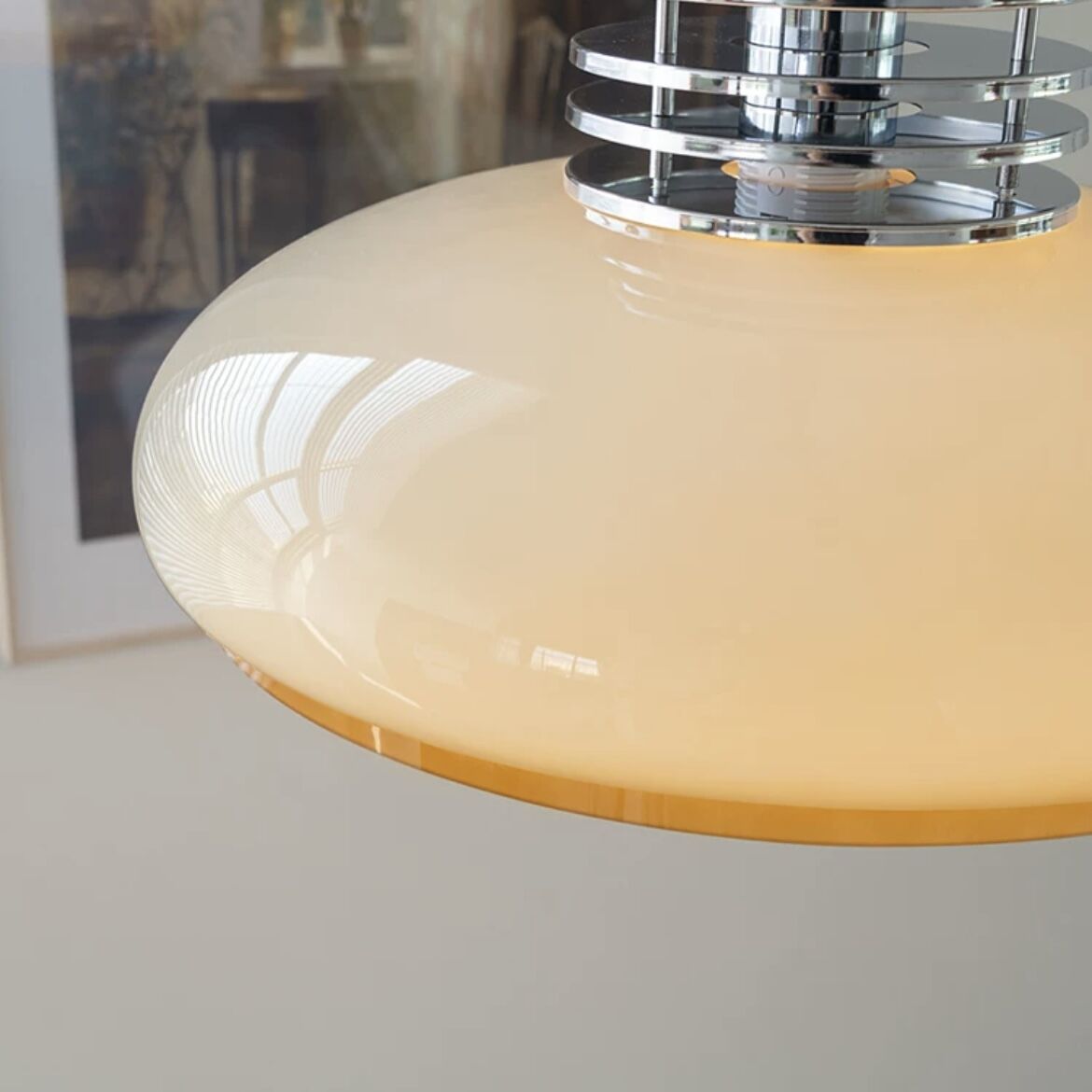 Hailie Vintage Decoration Disc-shaped Metal/Glass Pendant Light Yellow/White
