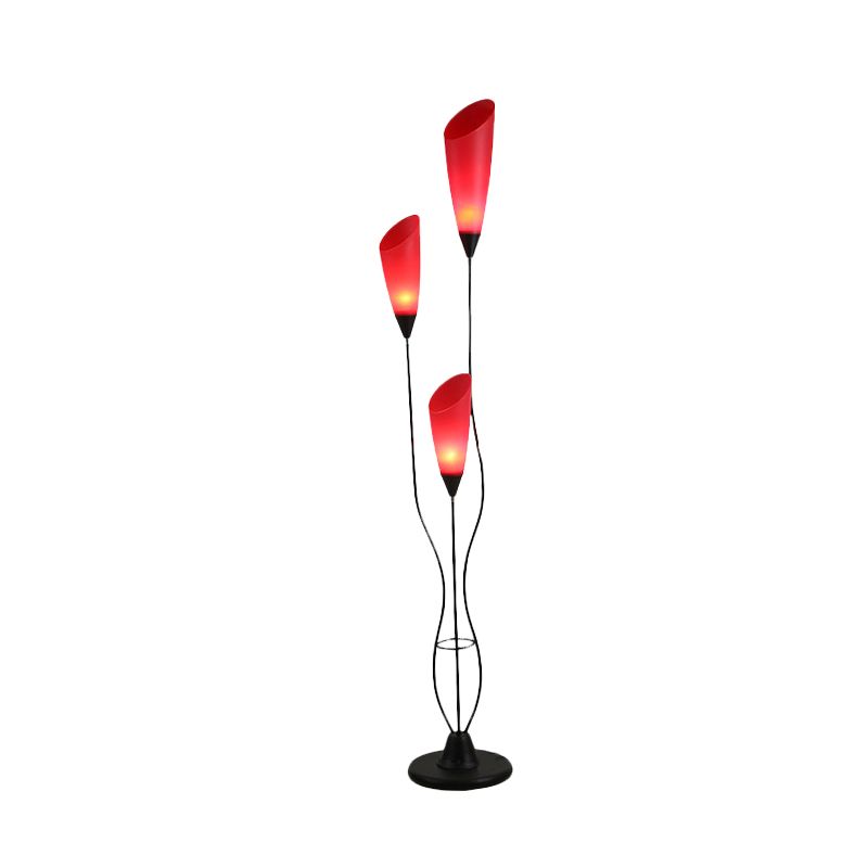 Bella Torchiere Multi Bulb Metal/Acrylic Floor Lamp, Red