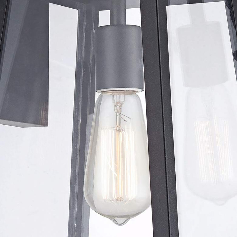 Alessio Modern Lantern Shaped Metal Outdoor Wall Lamp, Black