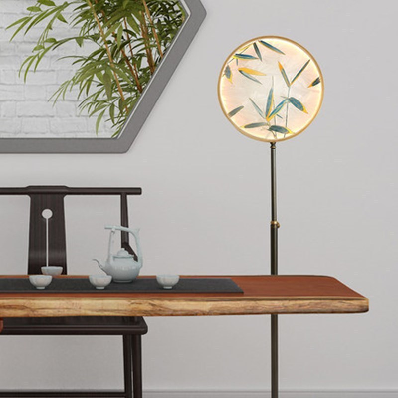Jade Zen Artistic Circle Floor Lamp, Metal/Glass