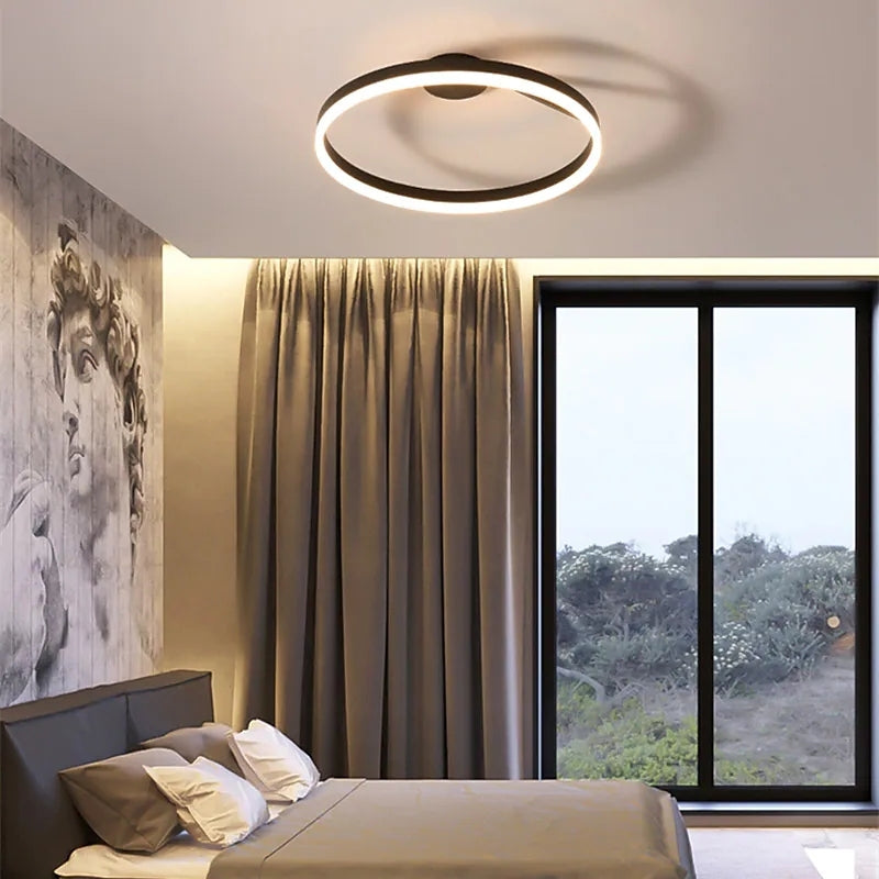 Arisha Modern Circle Flush Mount Ceiling Light Black White Bedroom
