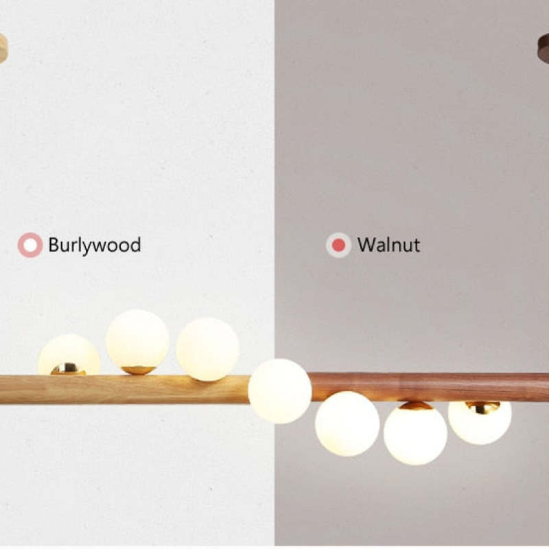 Valentina Glass Bubble Pendant Light Wood/Walnut