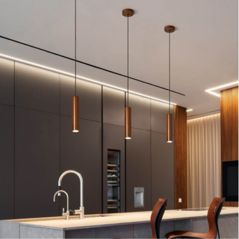 Ozawa Cylindrical Wood Pendant Light for Bedroom Kitchen Island