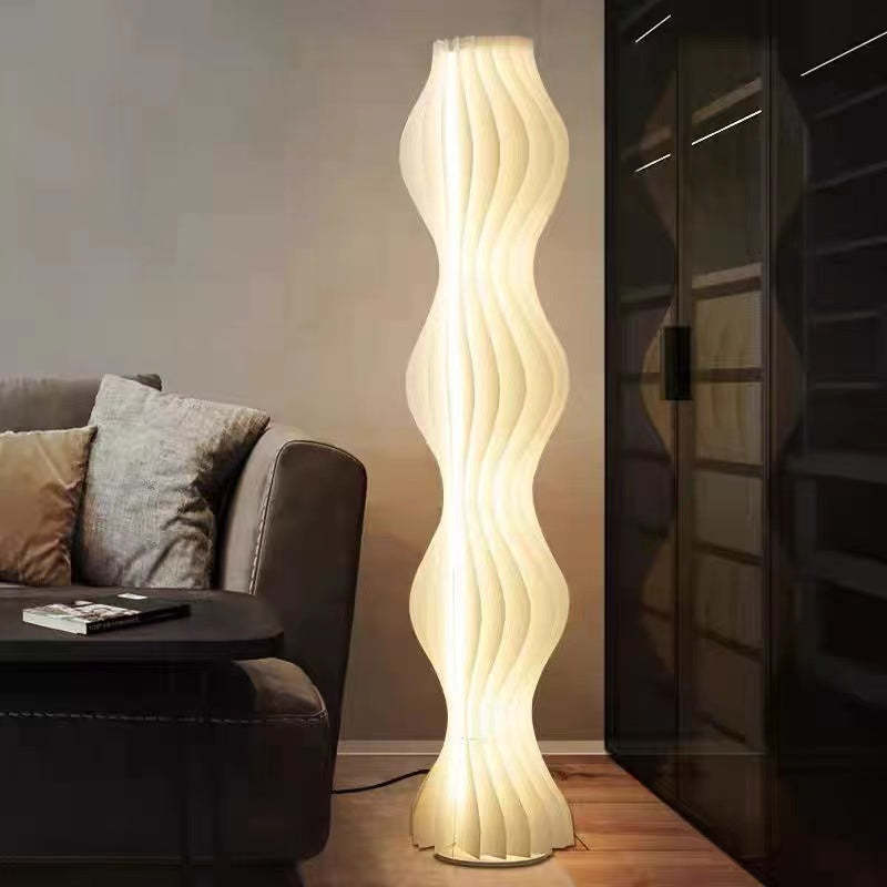 Salgado Artistic Pleated Acrylic Floor Lamp, White
