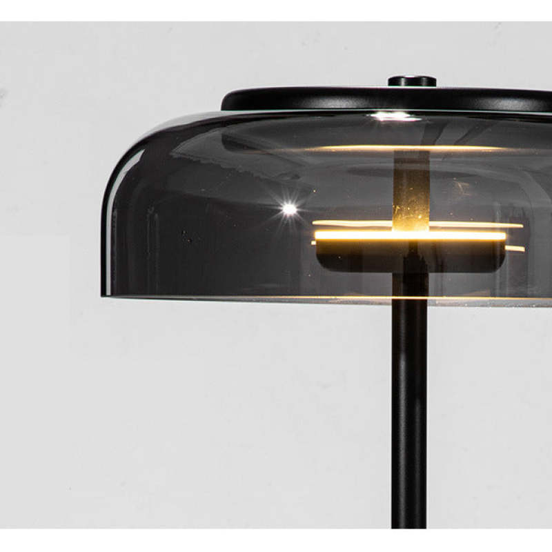 Hailie Modern Umbrella Glass/Metal Table Lamp, Black