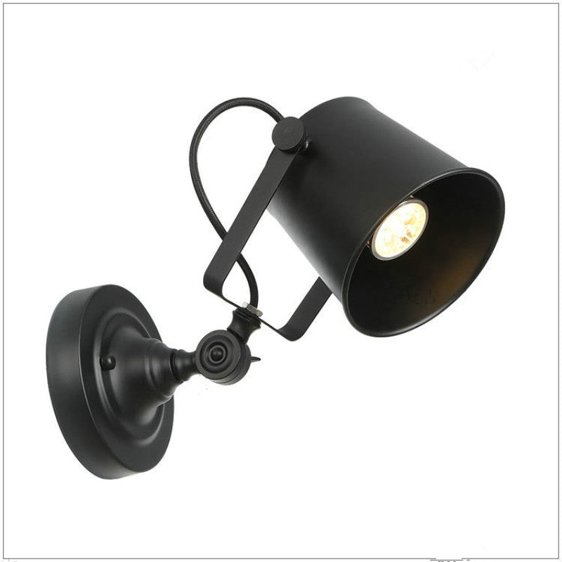 Brady Modern Bucket Metal Adjustable Wall Lamp, Black/Rust