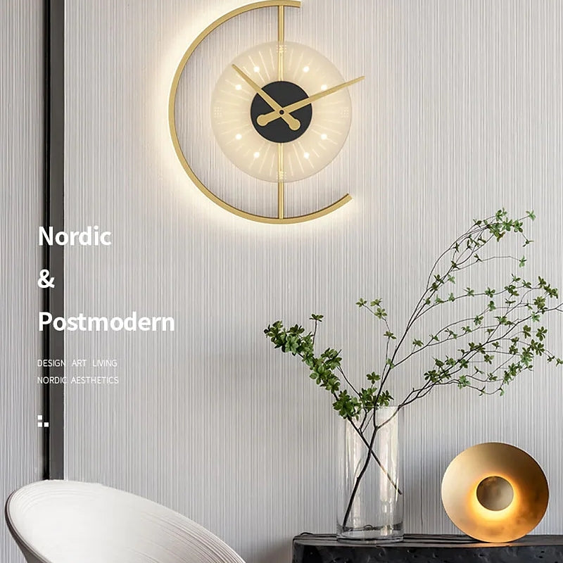 Nielsen Modern Clock Metal Acrylic LED Wall Lamp