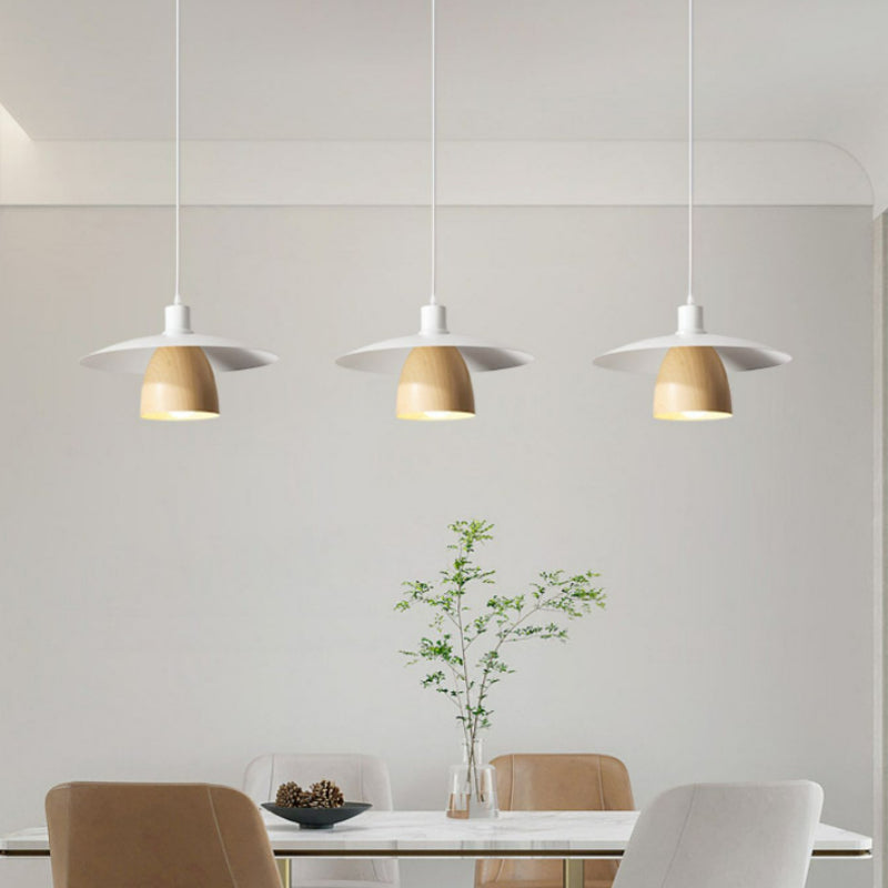 Morandi Modern LED Pendant Light White/Wood Metal Bedroom/Living Room