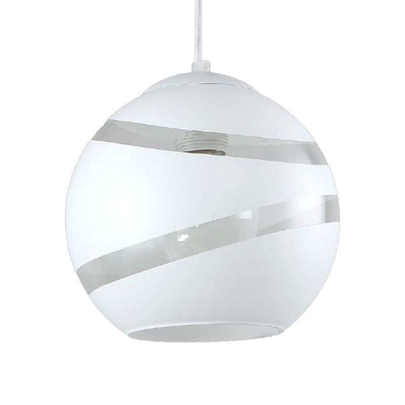 Valentina Art Deco Globe Metal/Glass Orbit Pendant Light, Black/White