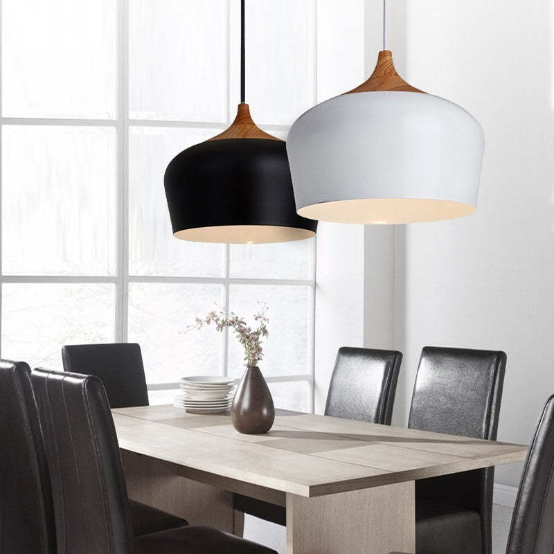 Nazifa Minimalist Metal Wood Pendant Light