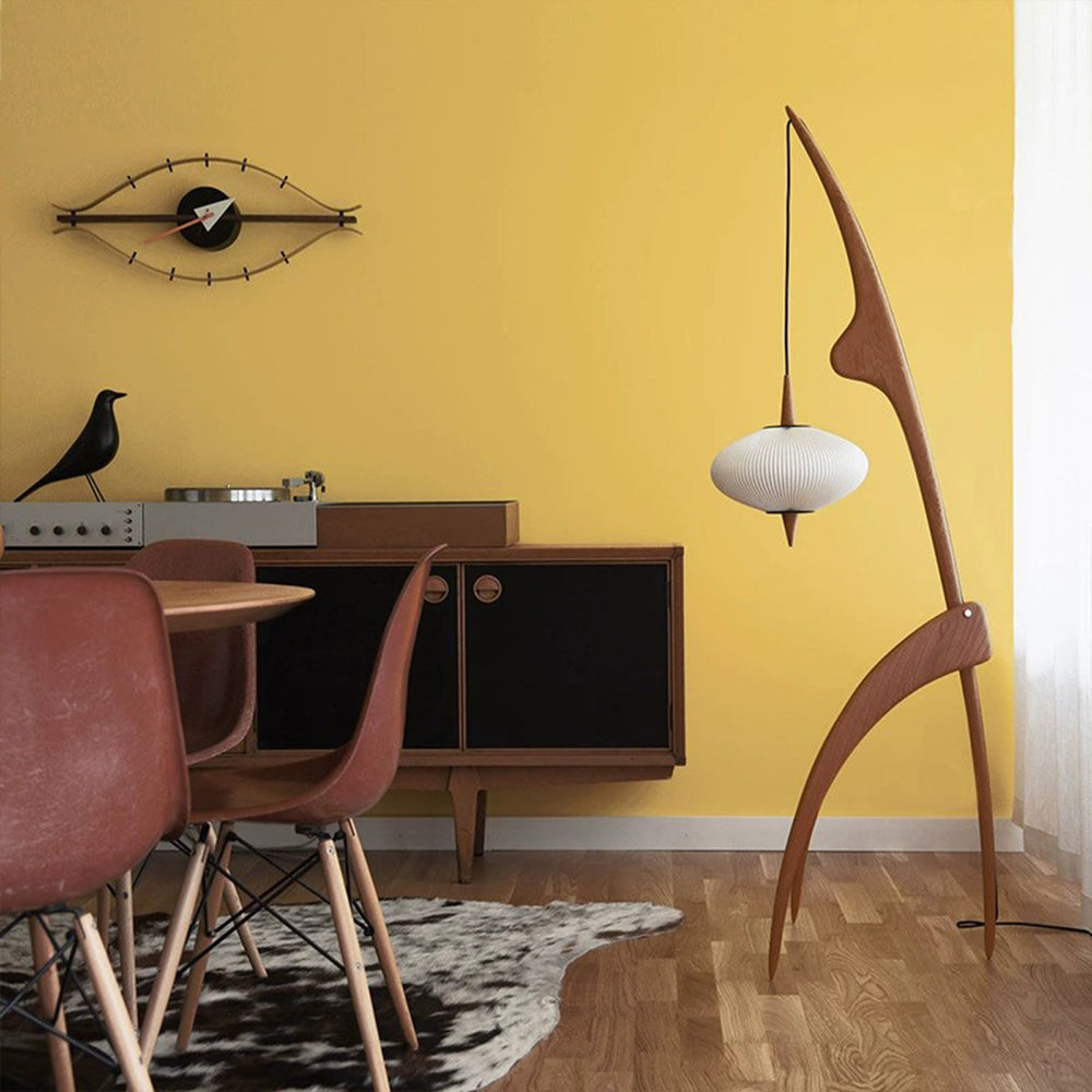 Renée Floor Lamp, Artificial Paper & Wood
