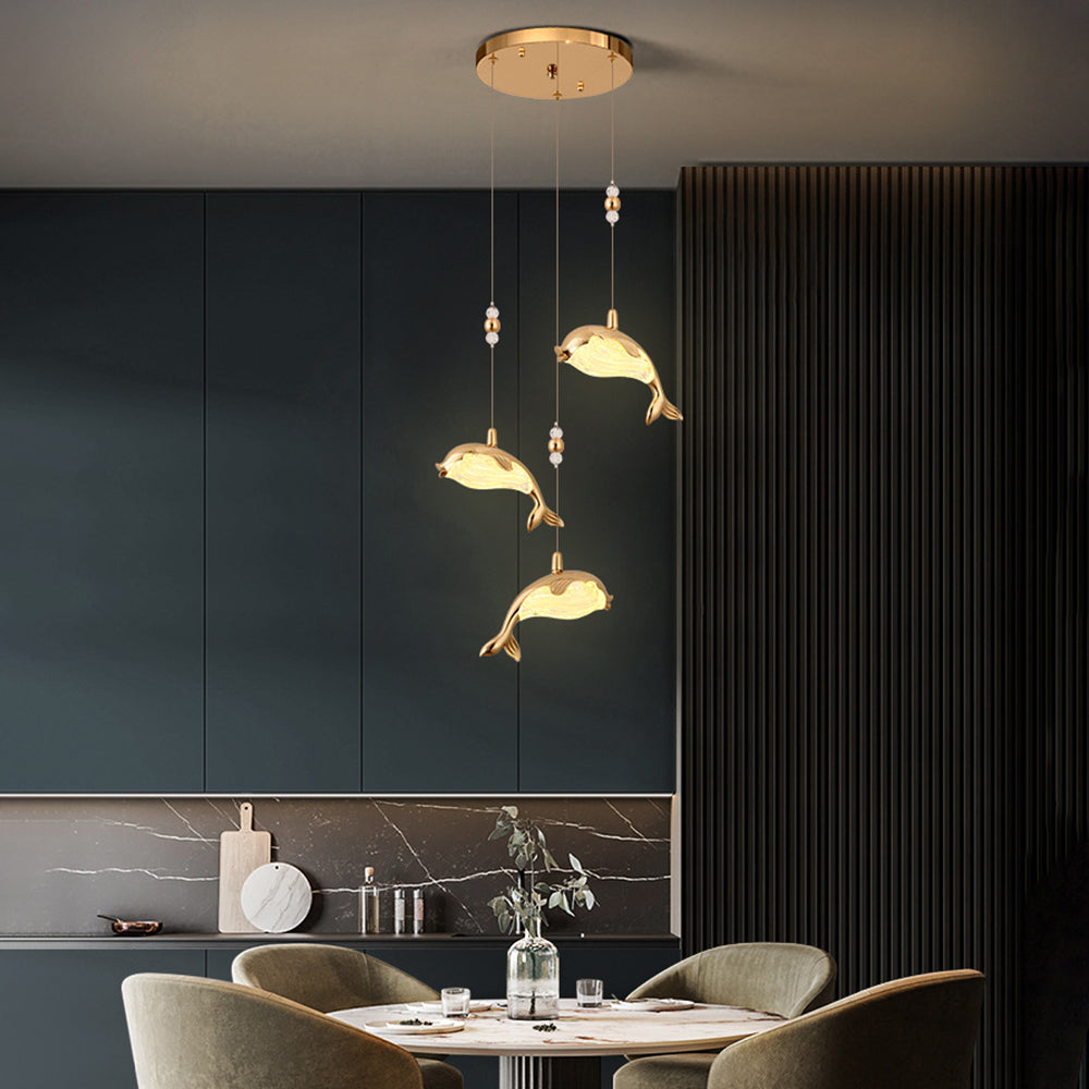 Jibril Modern Dolphin Metal Pendant Light Metal Acrylic