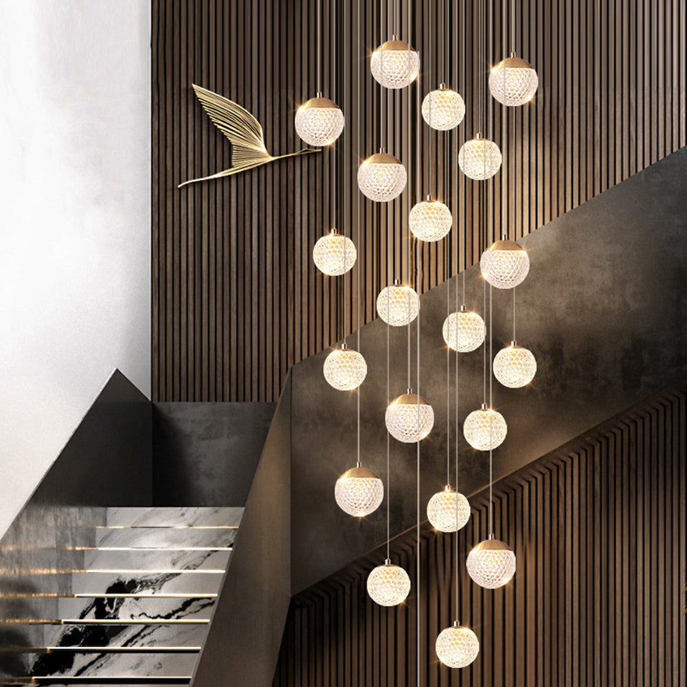 Jibril Multi Staircase Modern Art Deco Pendant Light, Gold