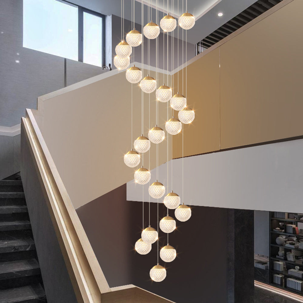 Jibril Multi Staircase Modern Art Deco Pendant Light, Gold