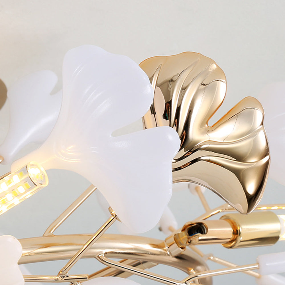 Olivia Elegant Leaf Ceramic/Metal Flush Mount Ceiling Light, Gold