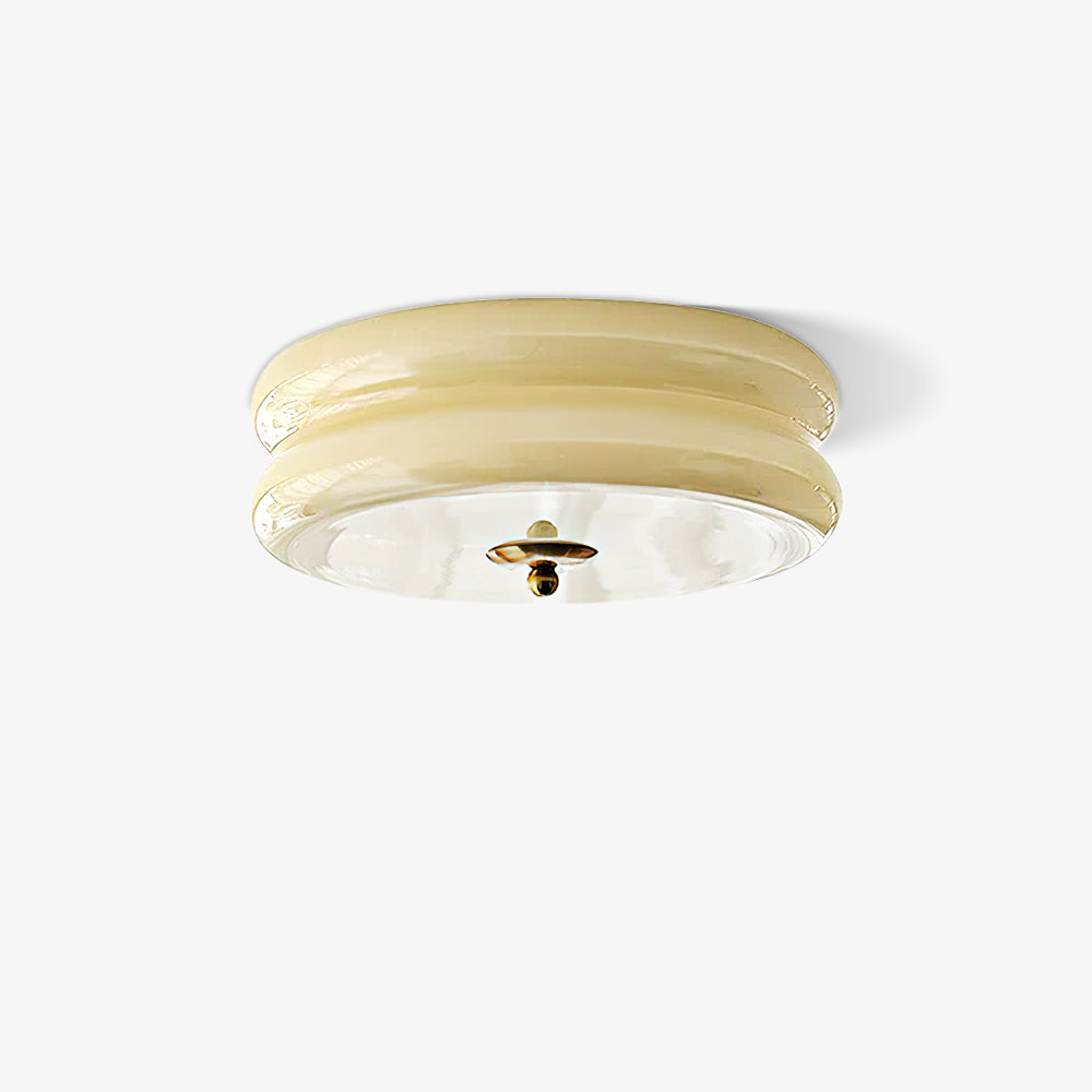Morandi Modern Round Flush Mount Ceiling Light, White/Beige