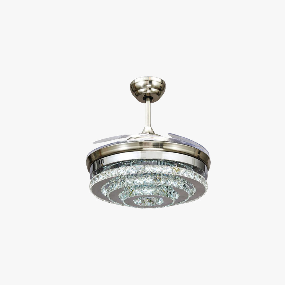 Kirsty Chrome Crystal Ceiling Fan with Light, DIA 18.8"