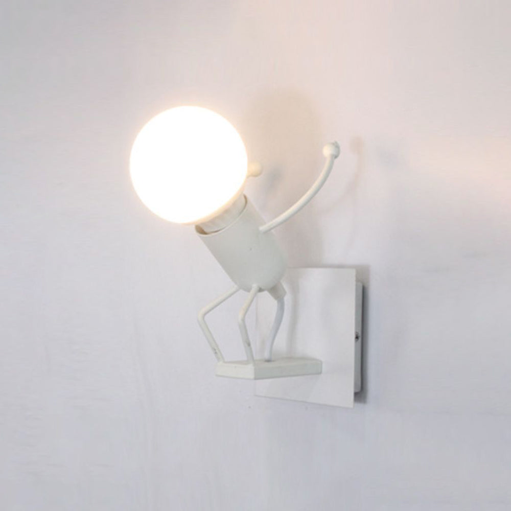 Luxo Modern Decorative Man Metal Wall Lamp, White/Black